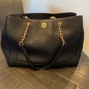 Tory Burch Black Soft Leather Marsden Tote Bag